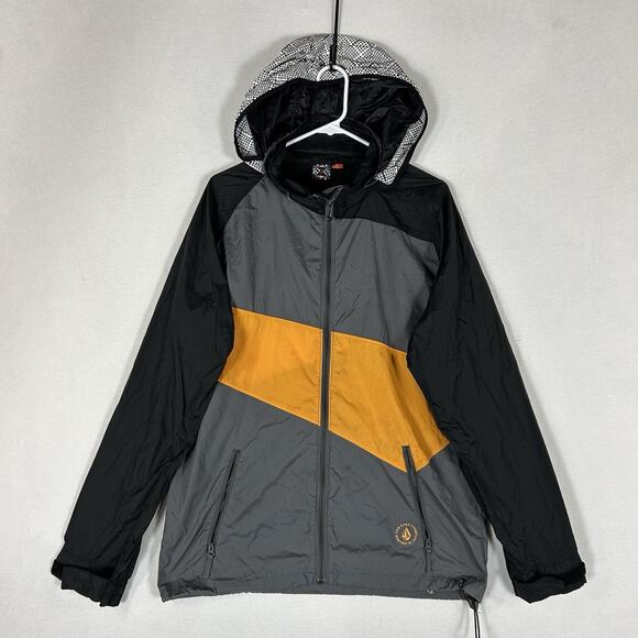 Volcom Windbreaker Jacket Men's Medium Colorblock Long Sleeve Skating Full Zip - Picture 1 of 15